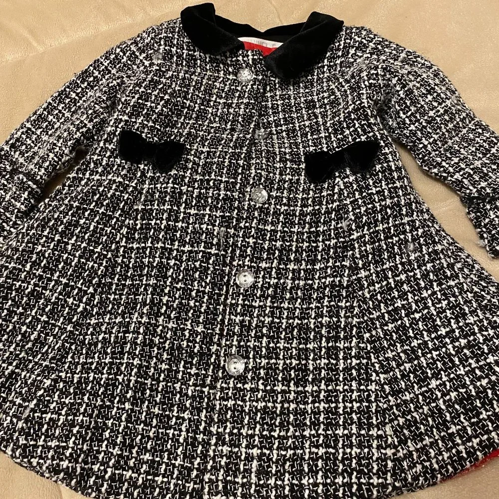 Nannette 2pc. Baby Girl Black & White Coat / Red Dress & Black Shoes - Picture 14 of 15